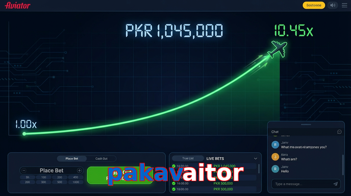 Main screen of Pakavaitor aviator page for PK players