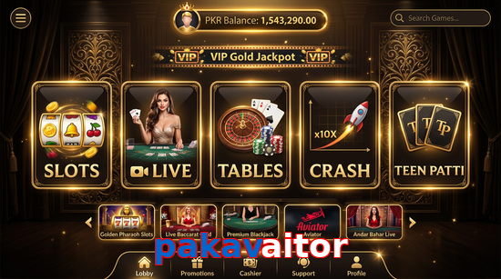 Main screen of Pakavaitor casino page for PK players